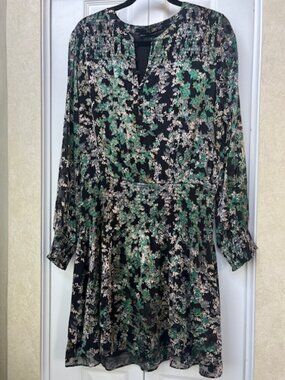 White House Black Market Dress Green Black Print